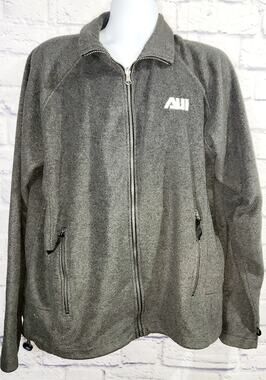 Turfer Gray AUI Embroidered Full Zip Fleece Jacket Large Long Raglan Sleeves